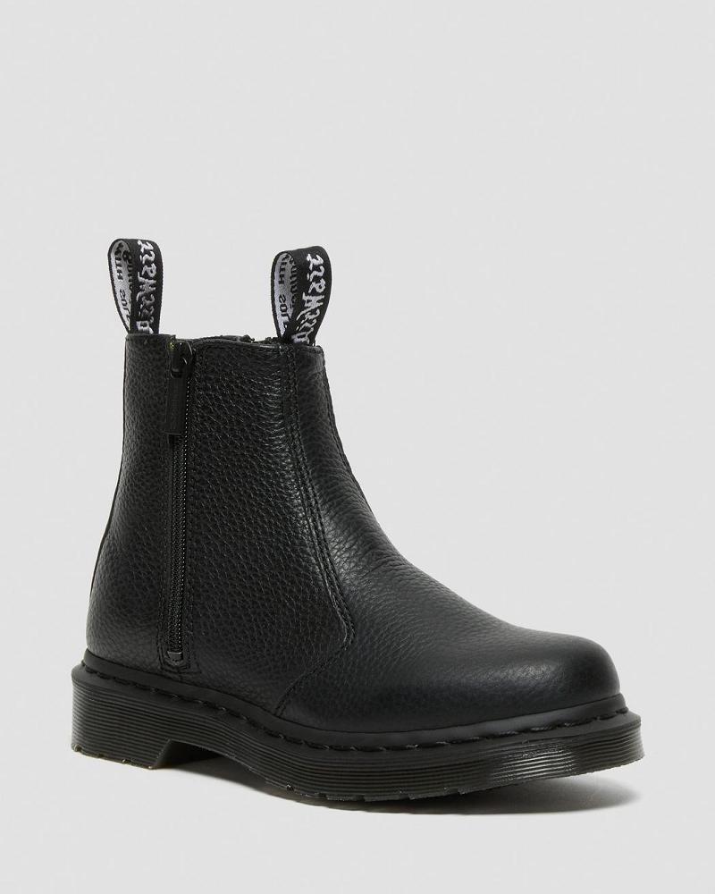 Black Women\'s Dr Martens 2976 Leather Zipper Ankle Boots | CA 27SGL